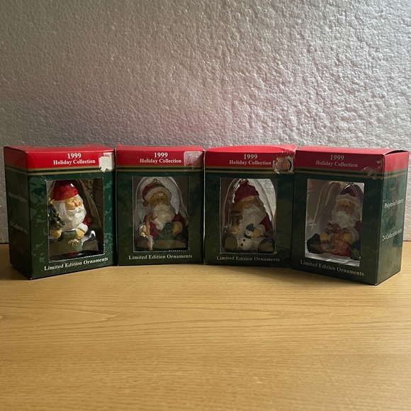 Vtg 1999 Rainbow Brothers Holiday Collection Christmas Ornaments Lot of 4 Santa - Picture 1 of 6